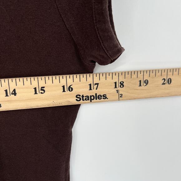 H&M Womens Top Size M Vtg Brown Henley Cap Sleeve Stretch Y2K Fitted Tee 2000s - Picture 3 of 11